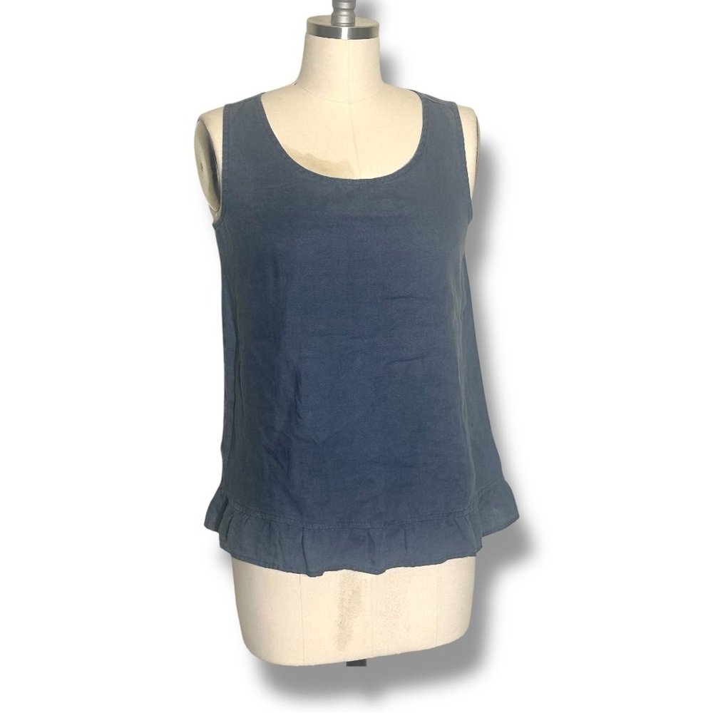 Chalet et Ceci Blue Sleeveless Relaxed linen blueTank Top